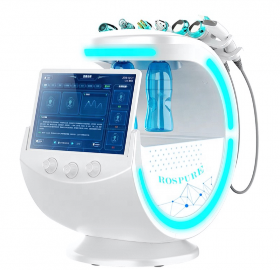 Multifunctional 7 In 1 New Magic Mirror Intelligent Blue Ice Rf Hydro Dermabrasion Machine Skin Analyzer