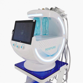 Multifunction Smart Ice Blue Ultrasound Skin Scrubber Rf Dermabrasion Facial Machine With Skin Analysis System Wifi Phone